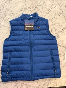 Patagonia Vest Boys Medium 10 Blue Down Sweater Full Zip Insulated Puffer - Picture 1 of 4
