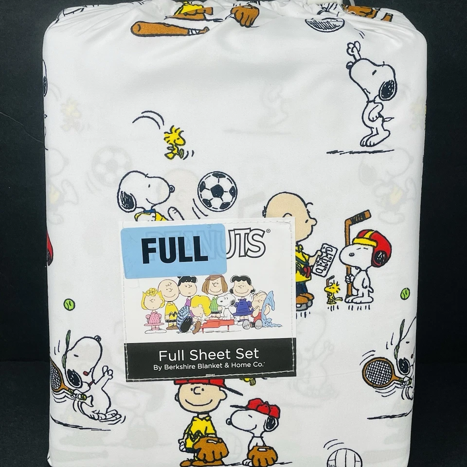 Berkshire PEANUTS FULL Sheet Set Snoopy•Charlie Brown•Woodstock SPORTS