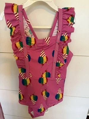 Купальник цельный для девочек Hanna Andersson с конусами и мороженым с оборками размер 10 (140) - Изображение 1 из 2