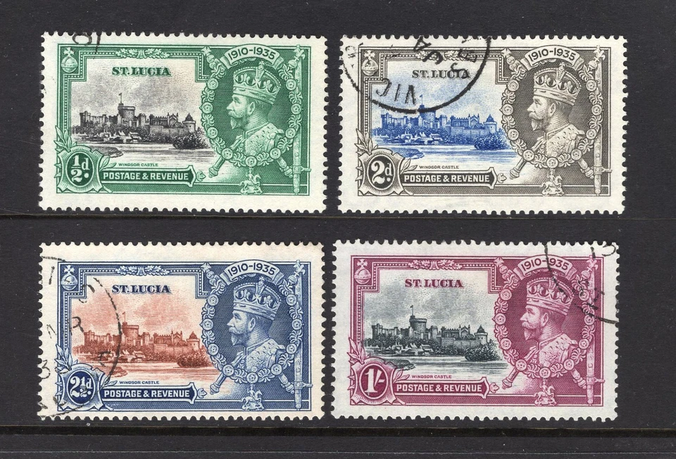 M30202 St Lucia 1935 Silver Jubilee Set X4 Fine Used Sg 109/12 Cat £30 - Изображение 1 из 1