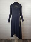 Free People Amore Maxi Top Dress XS Blue Grey Lace Crochet Long Sleeves Thigh