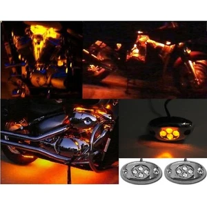 2 módulos LED de ámbar naranja cromo marco helicóptero marco de motocicleta luces brillantes de neón vainas - Imagen 1 de 6