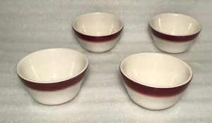 Juego de 4 tazas de tazones pequeños Buffalo China vintage para restaurante - banda roja - Imagen 1 de 4