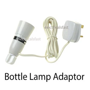 Wine Bottle Lamp Adaptor Lighting Kit Flex Cable And Plug 13A pre-wired White - Picture 1 of 5