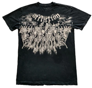 Affliction T-Shirt CHARIOTS L Skeletons Skulls Black NWT - Picture 1 of 4