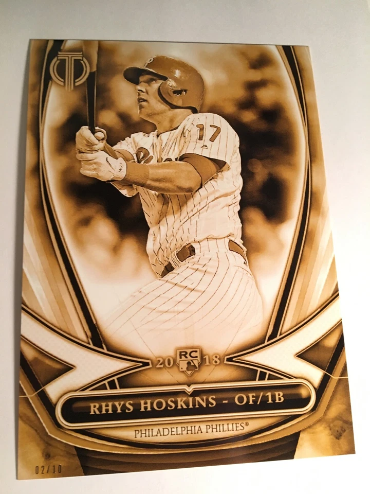 2018 Topps Tribute Jumbo 5x7 Rhys Hoskins Phillies 18R5 RC Gold 09/10 - Image 1 of 1