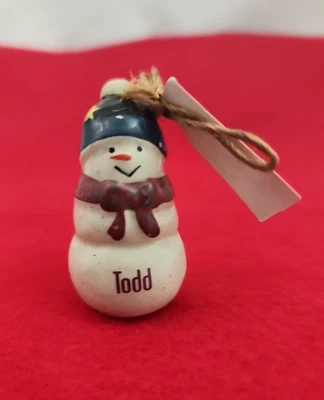 SMALL Snowman Christmas Ornament Personalized Name S-Z Stocking Stuffer Gift - Image 1 of 4