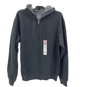 Men’s Hoodie Fruit Of The Loom Size Small Full Zipper Fleece Gray Pockets LS - Picture 1 of 7