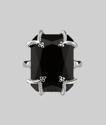 Anello Regalrose Gotico nero argento 925 Gothic Jewels Ring Black Victorian - Immagine 1 di 4