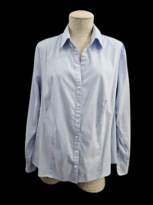 Blusa Camisa de vestir GC para mujer 18 H&M azul blanco a rayas con botones manga larga Foto 1 de 4