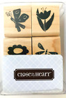  4 Mini Rubber Stamps Flowers Butterfly Close To My Heart W548 New NRFB 3/4"