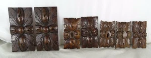 French Antique Carved Wood Trim Set of 7 Applique Furniture Decorative Wood Part - Picture 1 of 12