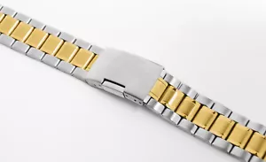 CINTURINO IN ACCIAIO PER OROLOGI CHIUSURA DI SICUREZZA ANSA 20 mm ARGENTO ORO - Foto 1 di 1
