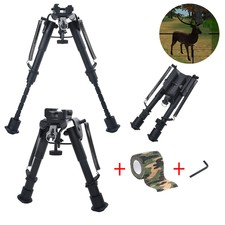 Hunting Rifle Bipod 6" to 9" Adjustable Spring Return Sniper Sling Swivel Mount
