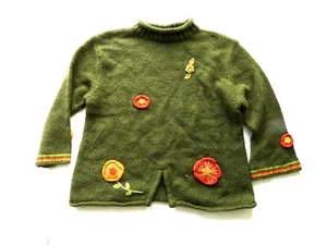 Knit sweater, olive with flowers by Catimini size 6a(116) - Picture 1 of 1