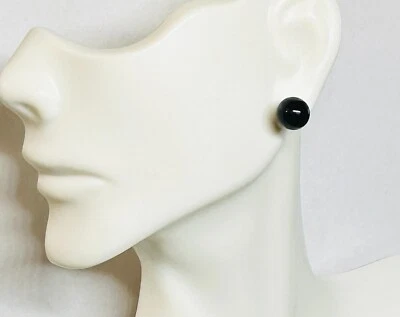 14 Karat Yellow Gold-Filled Genuine 8mm Black Onyx Stud Earrings - Image 1 of 4
