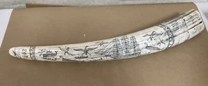 Scrimshaw Resin Walrus Tusk feat. Das Schiff Charles W Morgan New Bedford - Bild 1 von 8