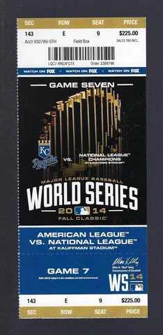 CLINCHER GAME #7 WORLD SERIES 2014 SF GIANTS @ KC ROYALS FULL BASEBALL TICKET Cover