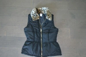 Circo Girl's Puffer Vest with faux fur animal print collar size L Large - Picture 1 of 4