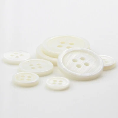 10x Round Ivory White Shell Buttons 4-Hole Sewing Crafts For Clothing/Bag/Crafts - Image 1 of 4