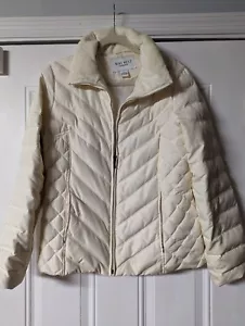 Nine West Separates Cream Winter Puffer Jacket Zip-Pockets Size Medium - Picture 1 of 11