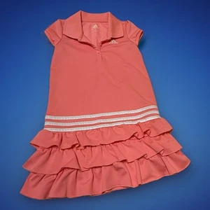 Adidas Girls Coral Athletic Dress Ruffles Size 6 Youth Golf Tennis 0218 Excellen - Picture 1 of 6