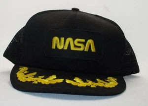 NASA Ball Cap - Snapback Hat - Net Back - Black and Gold Colored - Popular Logo - Picture 1 of 5