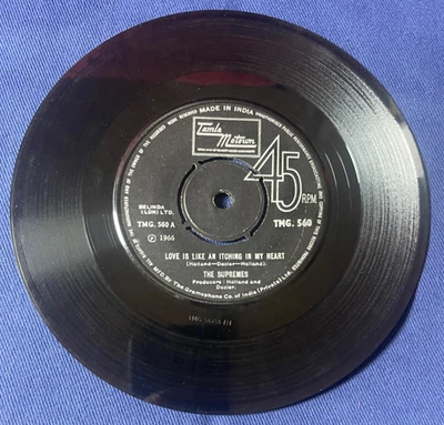 Supremes 45-RARE India Made-Love is like an Itching in my Heart TMG.560 1966 NM - Image 1 of 4