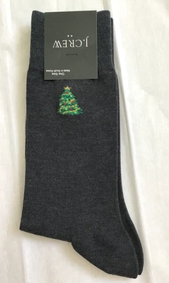 Calcetines de vestir grises clásicos de J.Crew para hombre ~ árbol de Navidad único ~ talla única ~ nuevos Foto 1 de 4