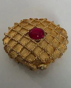 De colección Raro HOUBIGANT Perfume Sólido Compacto Rubí Waffle Tejido de Cesta Casi Completo - Imagen 1 de 9