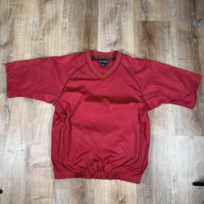 Footjoy Mens Medium Red Short Sleeve Pullover Windbreaker Golf Light Jacket - Image 1 of 4