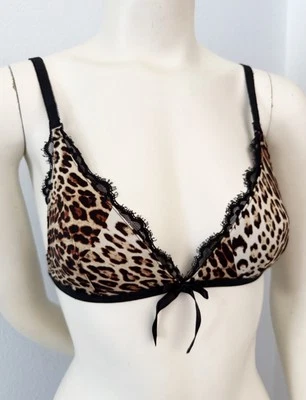 Sujetador Roberto Cavalli Estampado Leopardo Mujer’s M 170/92A Bralette Encaje Estampado Animal Foto 1 de 4