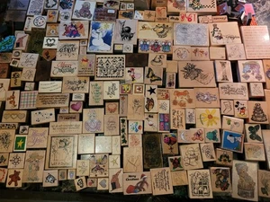 Timbri gomma legno vintage inchiostro glitter GRANDE lotto Topolino Pooh tweetie tigro - Foto 1 di 16