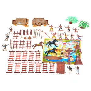 Cowboys & Indians Figures Play Set 55 Pieces - Picture 1 of 1