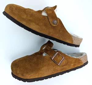 Birkenstock Shearling Boston Suede Leather Clogs Shoes 41 EUC Mink Color - Picture 1 of 12
