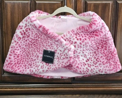 Estola/capelet rosa y blanco con estampado de leopardo de piel sintética novedad George para dama Foto 1 de 4