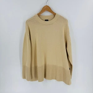 Maglione GAP oversize cotone beige a costine girocollo spacchi laterali pullover taglia XXL - Foto 1 di 9