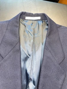 Yves St Laurent Navy Pinstripe Blazer 44R Made in France 100% wool NICE - Picture 1 of 22