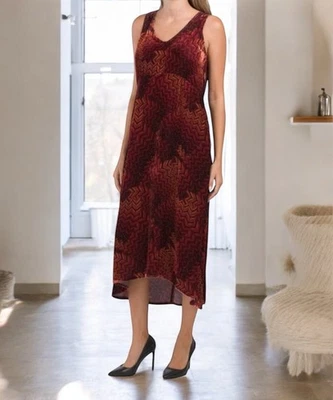 VESTIDO MIDI SIN MANGAS Johnny Was BELLE TERCIOPELO, Talla Grande Rojo Granate ¡NUEVO CON ETIQUETAS! $328 Foto 1 de 4