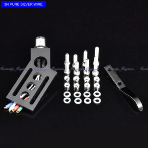 New 20/lot CNC machined straight tonearm Angled black headshell pure Silver wire - Picture 1 of 4