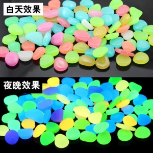 10/50Pcs Glow In The Dark Stones Pebble Luminous Rock Home Aquarium Flower Bed - Picture 1 of 10