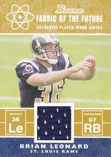 2007 Bowman Fabric of the Future Gold Football Card #FFBL Brian Leonard Jsy /100