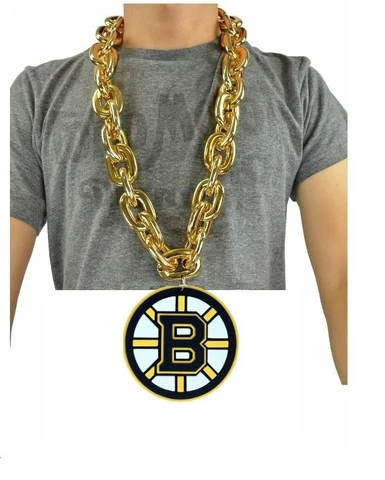 New NHL Boston Bruins GOLD Fan Chain Necklace Foam Cover