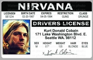 Kurt Cobain Nirvana Teen Sprit Seattle Washington WA License Card Novelty ID - Picture 1 of 1