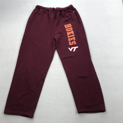 Vintage Virginia Tech Hokies Sweatpants Men XL Maroon Joggers Spell Out Warm Ups Cover