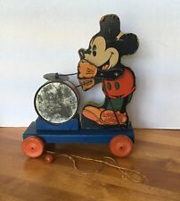 Very RARE 1 Yr 1937 Vintage Fisher Price Disney Mickey Mouse Drummer Pull Toy