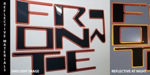 Hood raised reflective letters for NISSAN FRONTIER 22 23 24 25 lava red outline - Foto 1 di 2
