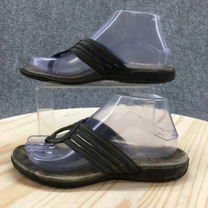 Merrell Sandals Womens 7 Flip Flop Thong Black Grey Leather Toe Post Slip On - Picture 1 of 15