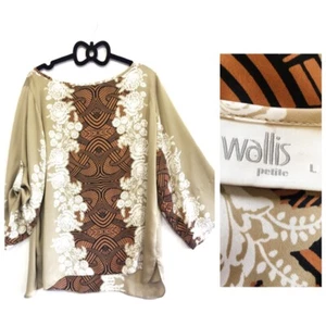 Wallis Blouse Size Large Petite Silky Soft Satin Feel Gold Copper Party Occasion - Picture 1 of 12