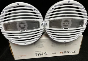 Par de altavoces coaxiales marinos de 2 vías Hertz HMX 8-LD 8" blanco rejilla clásica nuevos - Imagen 1 de 9